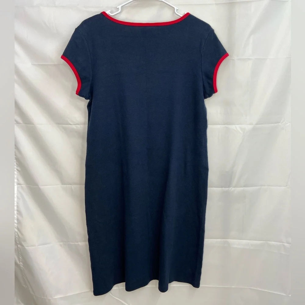 Vintage POLO Jeans Co Ralph Lauren navy blue red scoop neck tshirt dress stretch - Picture 4 of 6